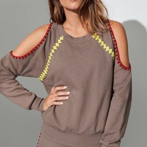 Carbon38 Women Crochet Cold Shoulder Sweatshirt